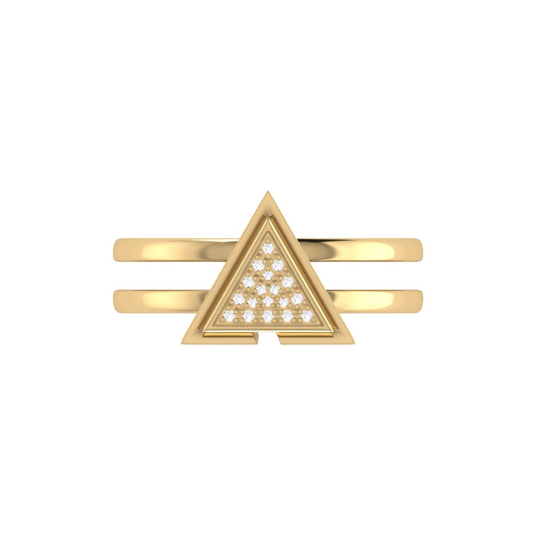On Point Triangle Diamond Ring in 14K Yellow Gold Vermeil on Sterling Silver