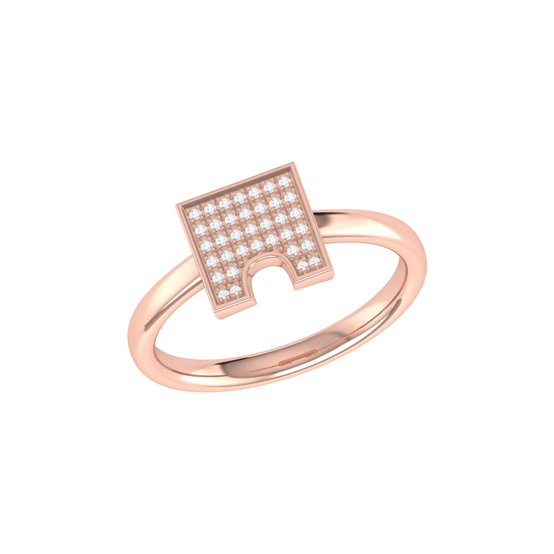 City Arches Square Diamond Ring in 14K Rose Gold Vermeil on Sterling Silver