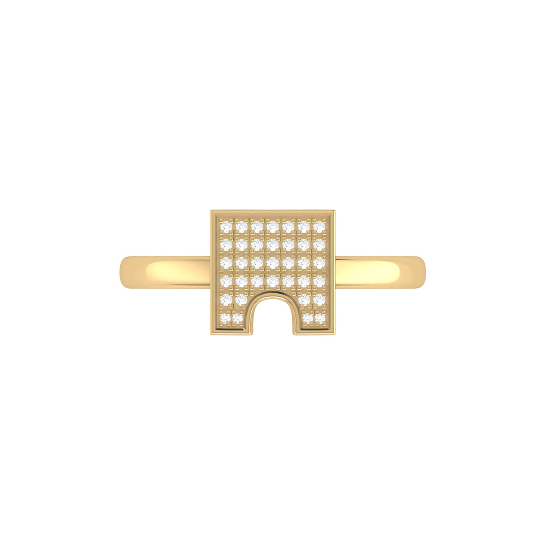 City Arches Square Diamond Ring in 14K Yellow Gold Vermeil on Sterling Silver