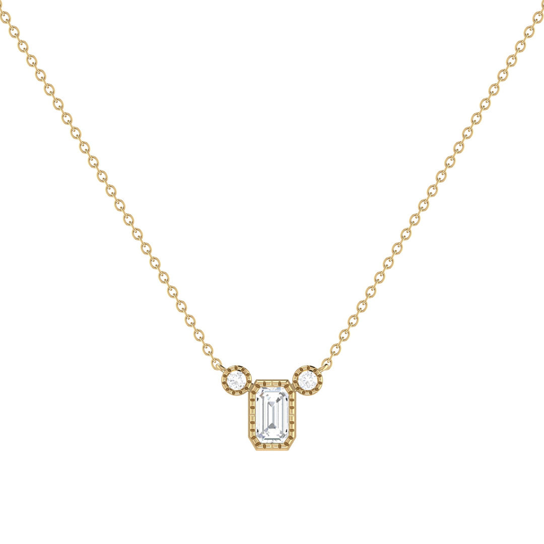 Emerald Cut Diamond Birthstone Necklace In 14K Rose Gold
