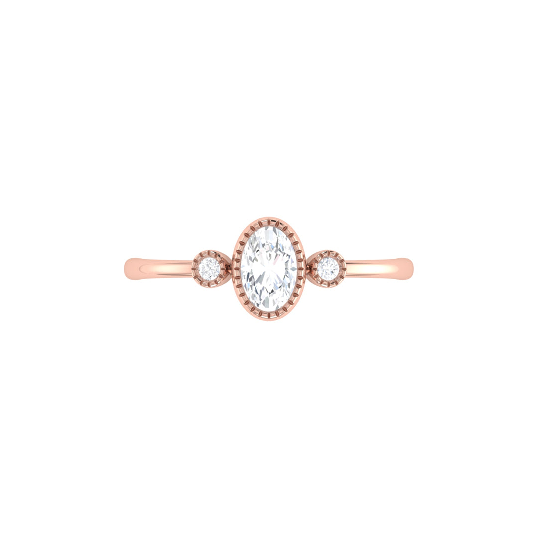 Oval Cut Diamond Birthstone Ring In 14K Rose Gold