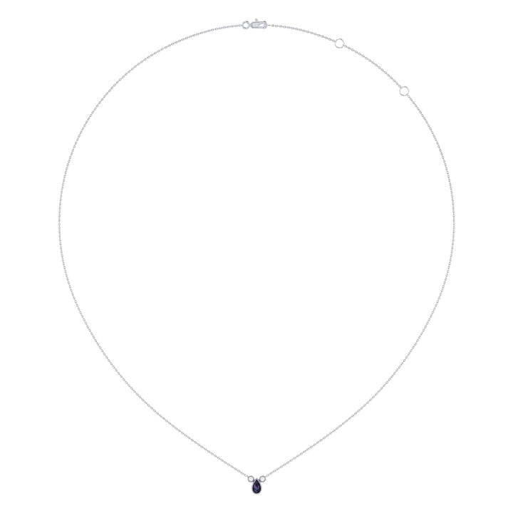 Pear Shaped Alexandrite & Diamond Birthstone Necklace In 14K White Gold