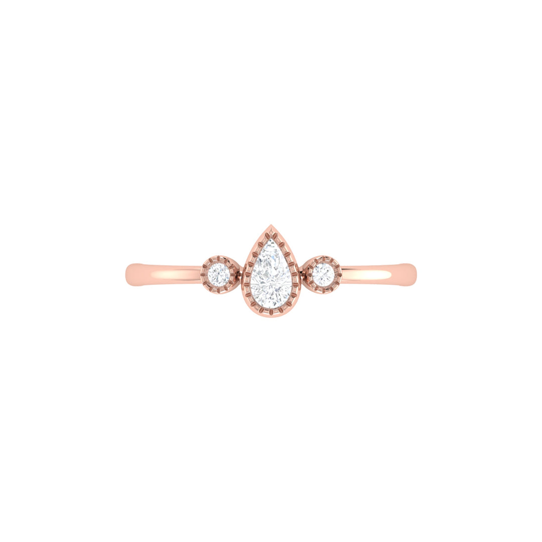 Pear Shaped Diamond Birthstone Ring In 14K Rose Gold