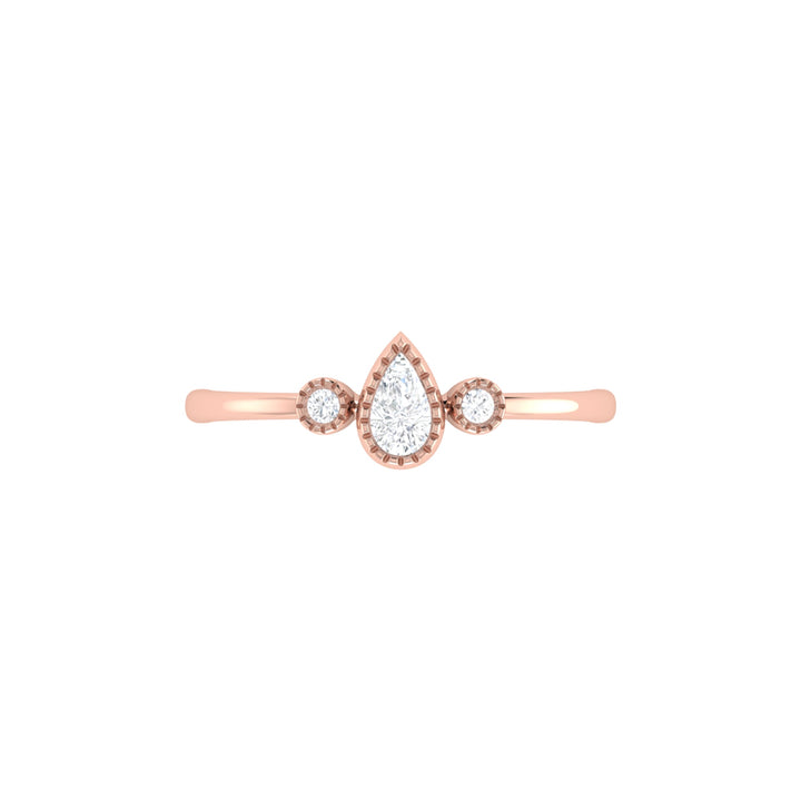 Pear Shaped Diamond Birthstone Ring In 14K Rose Gold