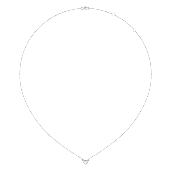 Round Cut Diamond Birthstone Necklace In 14K White Gold
