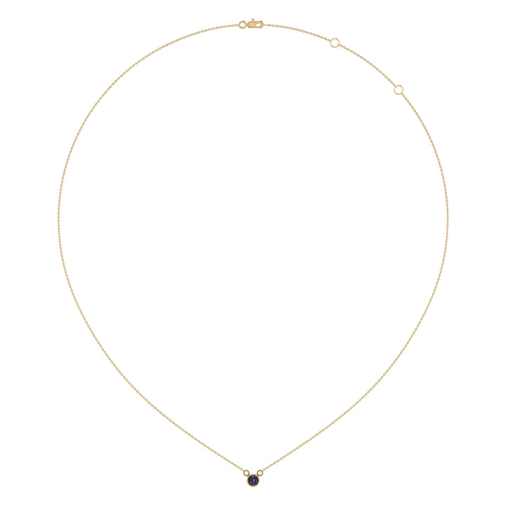 Round Cut Alexandrite & Diamond Birthstone Necklace In 14K Yellow Gold