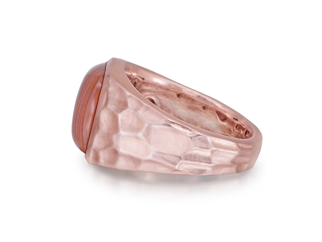 Red Lace Agate Stone Signet Ring in 14K Rose Gold Plated Sterling Silver