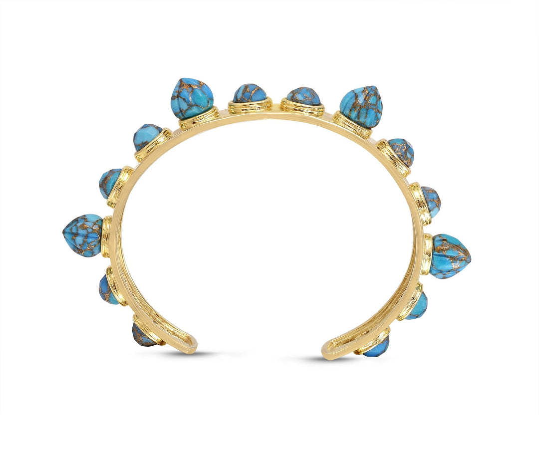 Sea Breeze Turquoise Studded Cuff in 14K Yellow Gold Plated Sterling Silver