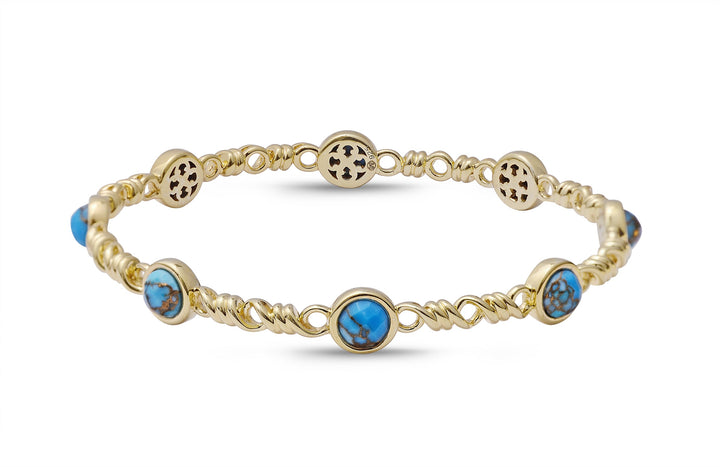 Sunshine & Sea Turquoise Stackable Bangles in 14K Yellow Gold Plated Sterling Silver