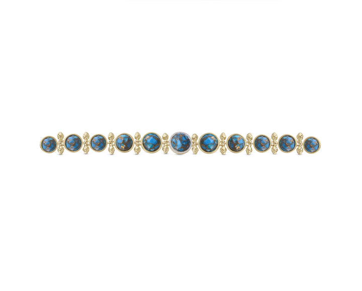 Summer Nights Turquoise & Diamond Bracelet in 14K Yellow Gold Plated Sterling Silver