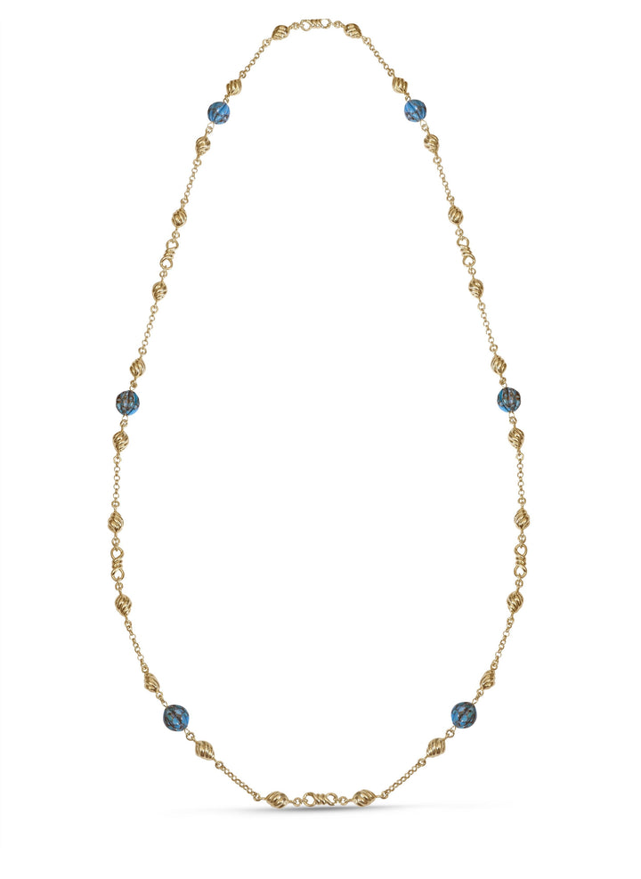 Summer Nights Turquoise Layered Necklace in 14K Yellow Gold Plated Sterling Silver