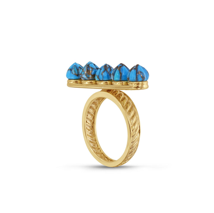 Summer Nights Turquoise Multistone Ring & Pendant in 14K Yellow Gold Plated Sterling Silver