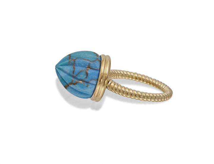 Summer Nights Turquoise Single Stone Ring & Pendant in 14K Yellow Gold Plated Sterling Silver