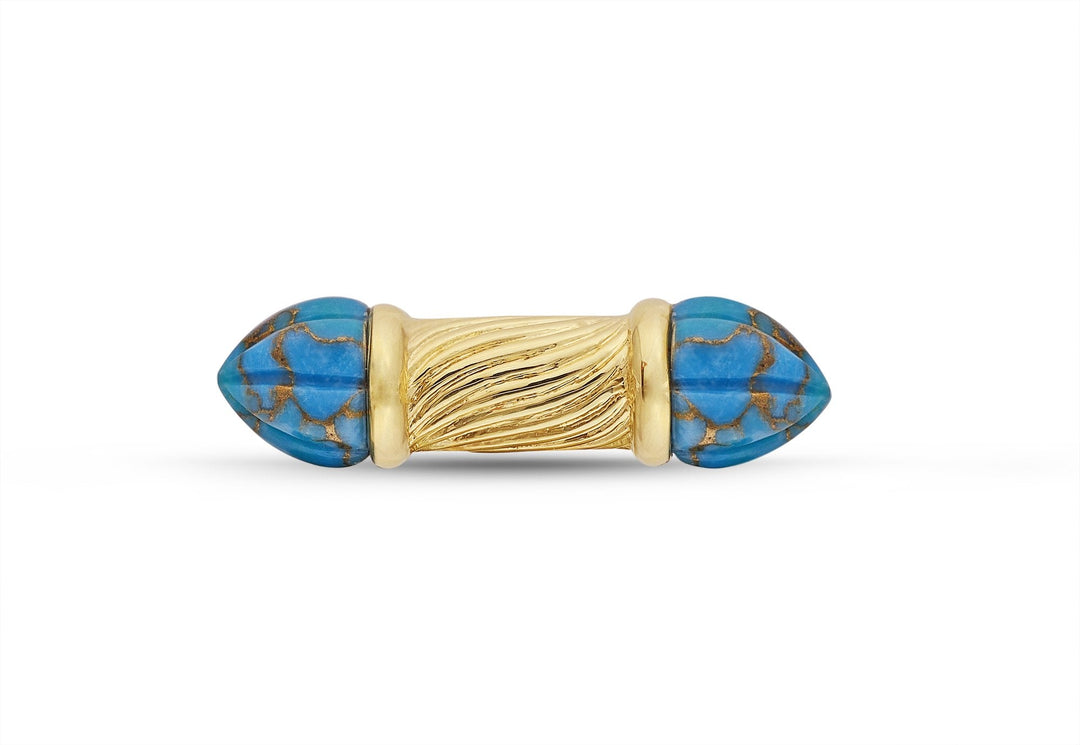 Twisted Rays Turquoise Ring in 14K Yellow Gold Plated Sterling Silver