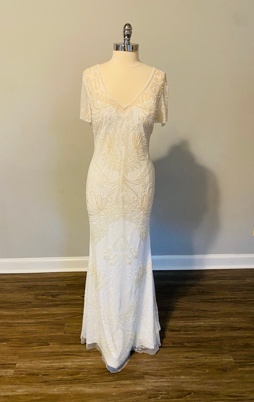 Crystal Hand-beaded Sheath Gown Size 14