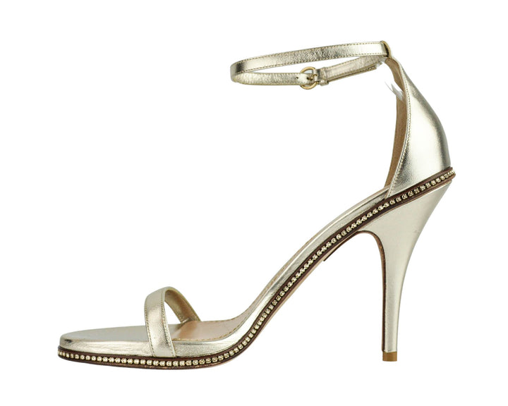 Valentino Metallic Silver Crystal Embellished Sandals Size 10 (IT 40)