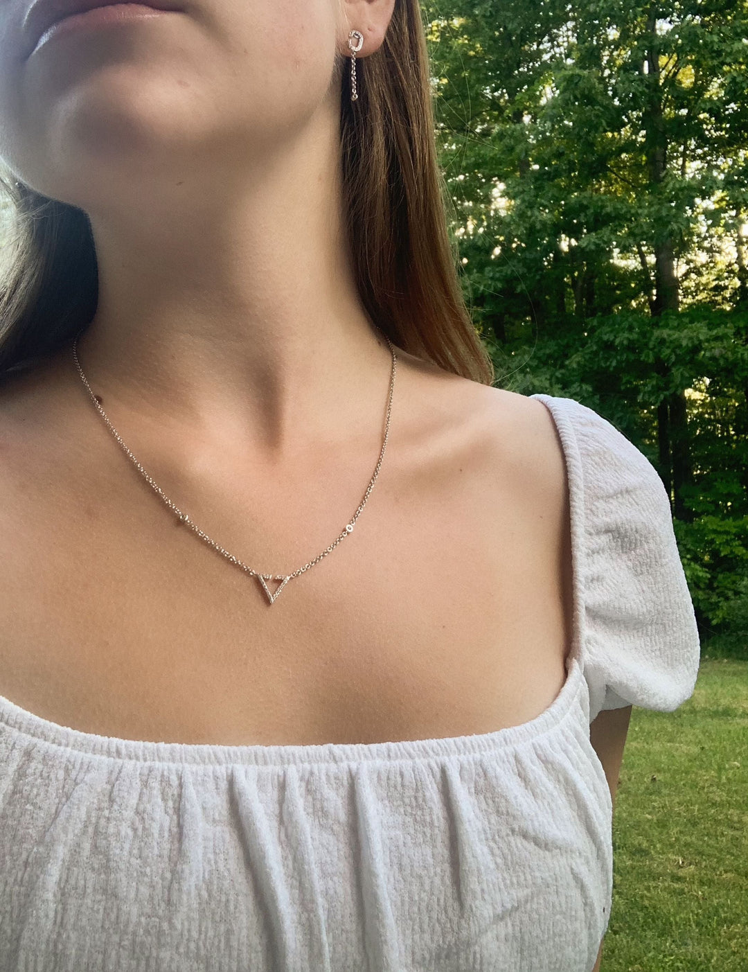 Skyline Triangle Diamond Necklace in Sterling Silver