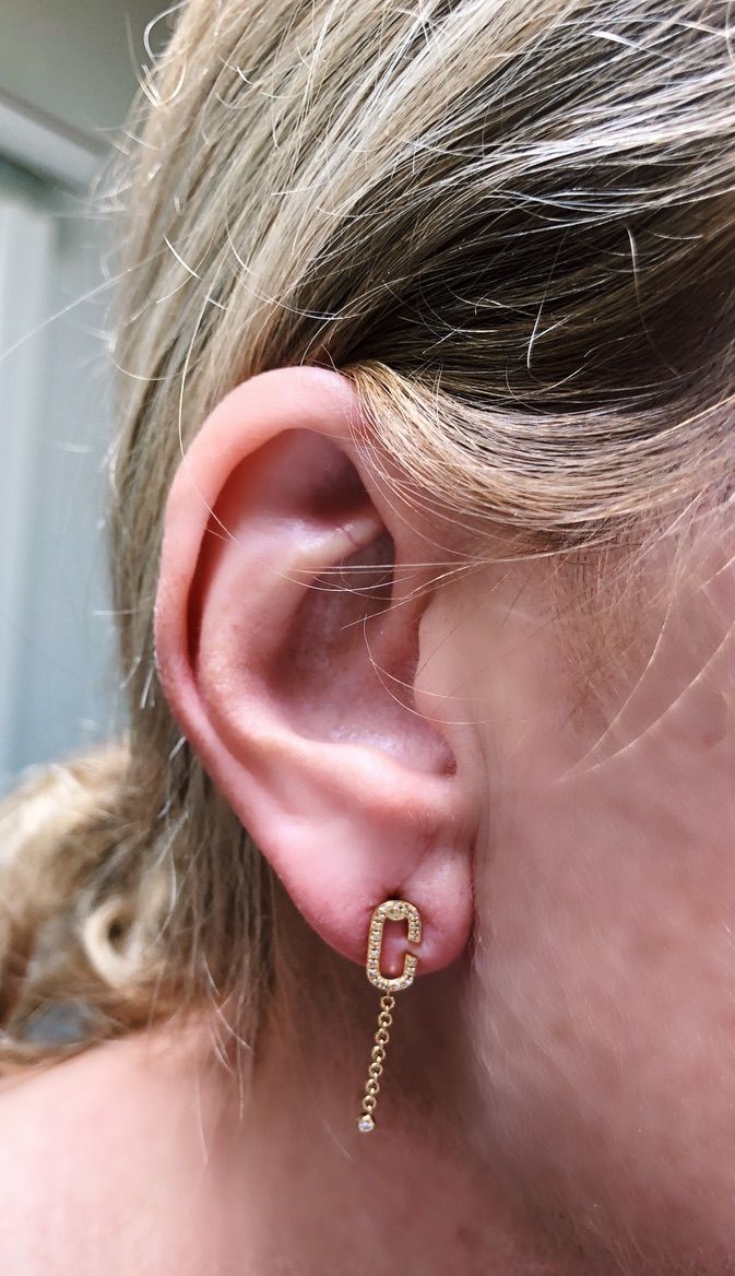 Celia C Diamond Drop Earrings in 14K Yellow Gold