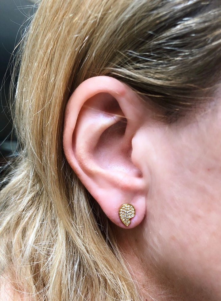Street Cycle Open Teardrop Diamond Stud Earrings in 14K Yellow Gold