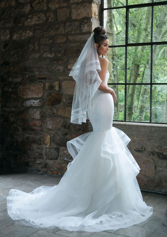 Sweetheart Satin Mermaid Gown with Tulle Skirt by Sincerity Bridal Style 44047 Size 14