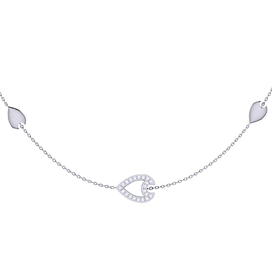 Avani Open Raindrop Layered Diamond Necklace in Sterling Silver