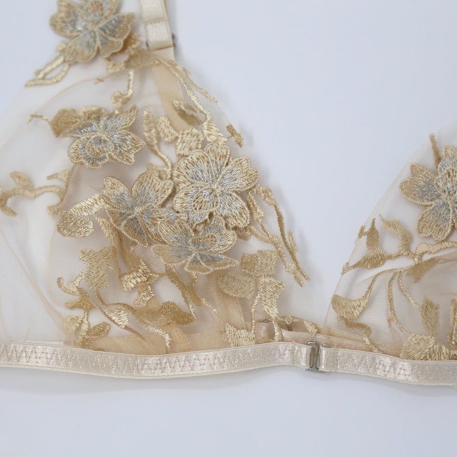 Ornella with 3D flowers Gold Lingerie Set